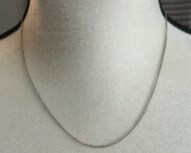 14k White Gold Thin Chain Length Necklace 18" Long
