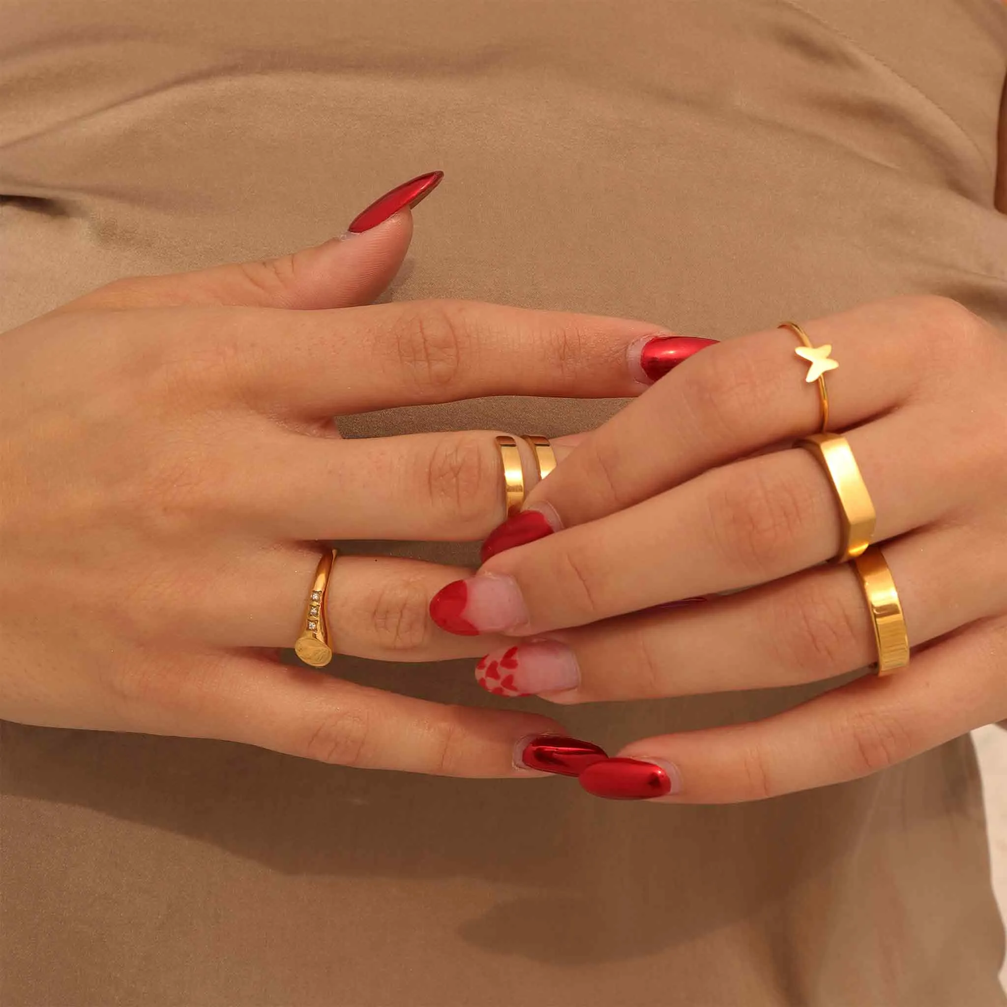 18k Gold PVD Coated Stainless Steel Blank Engravable Horizontal Rectangle Signet Ring / ESR0002