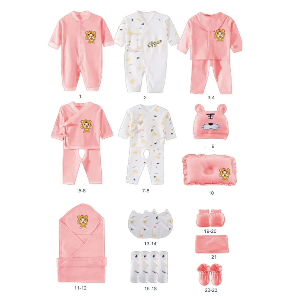23 pcs Little Surprise Box Newborn Baby Girl/ Boy Gift Hamper Pink Standing Tiger print 0-6 months