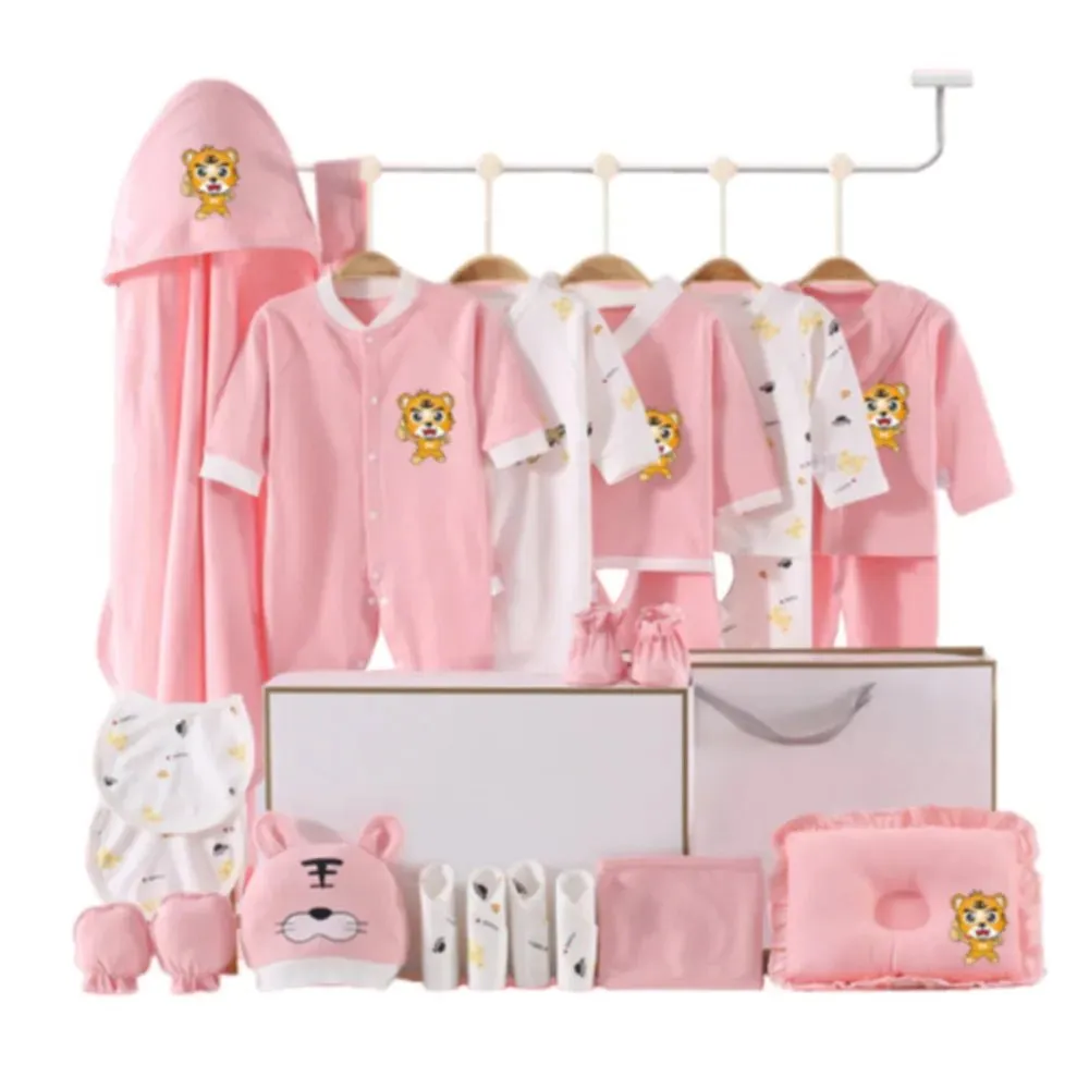 23 pcs Little Surprise Box Newborn Baby Girl/ Boy Gift Hamper Pink Standing Tiger print 0-6 months