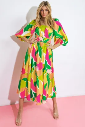 A SECOND THOUGHT WOVEN MIDI DRESS