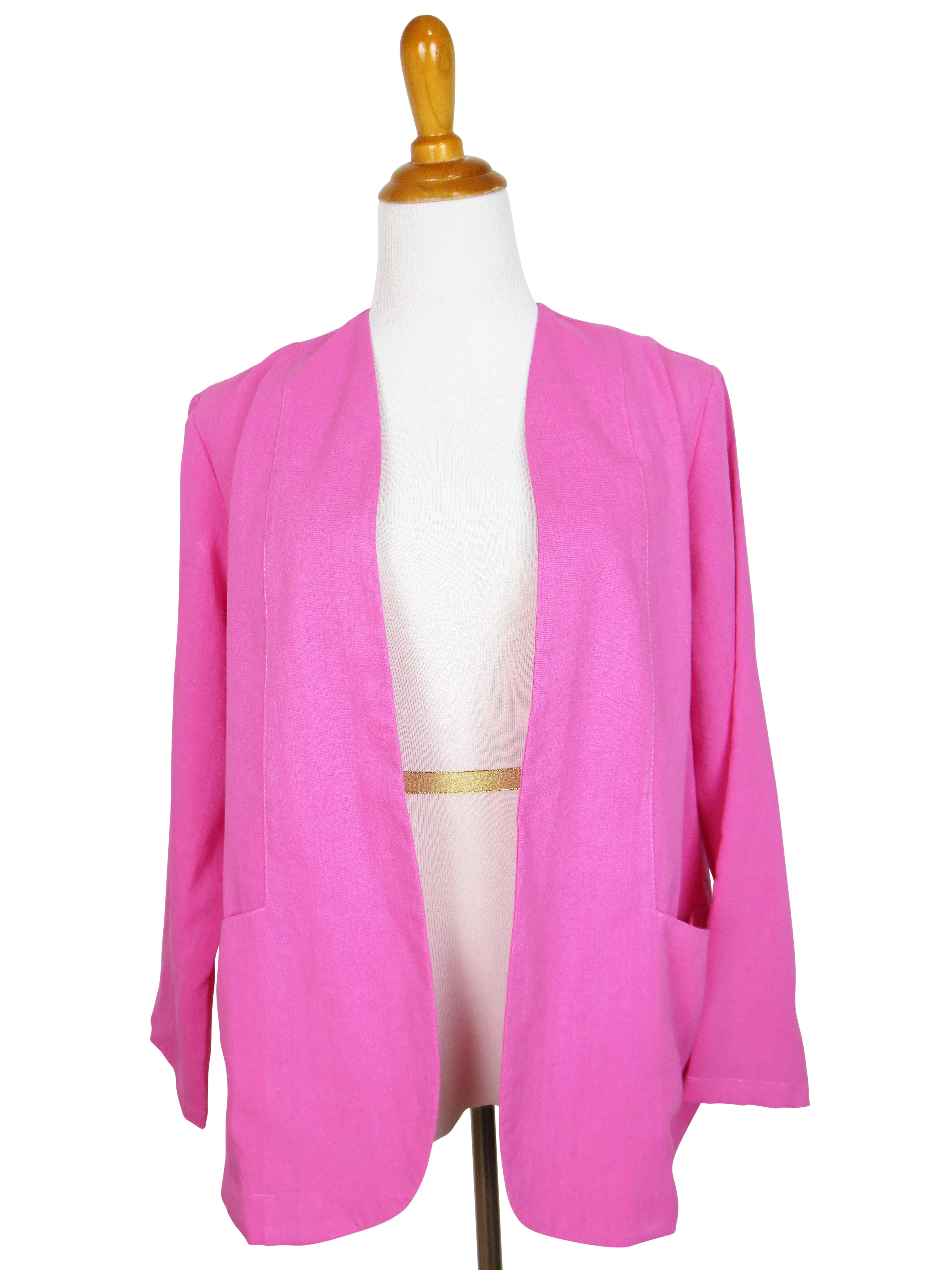 AA243 - Diana Round Hem Open Linen Jacket