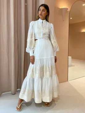 Alemais Burning Love Midi Dress in Porcelain