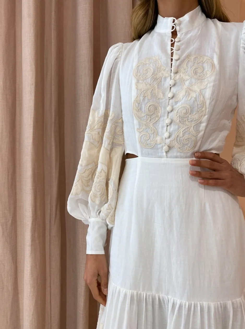 Alemais Burning Love Midi Dress in Porcelain
