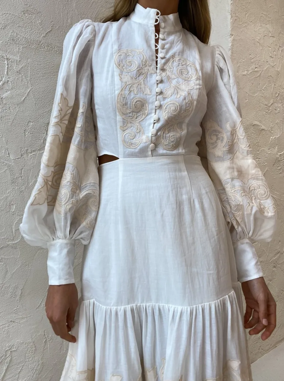 Alemais Burning Love Midi Dress in Porcelain