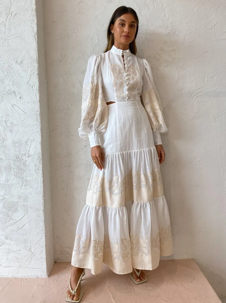 Alemais Burning Love Midi Dress in Porcelain