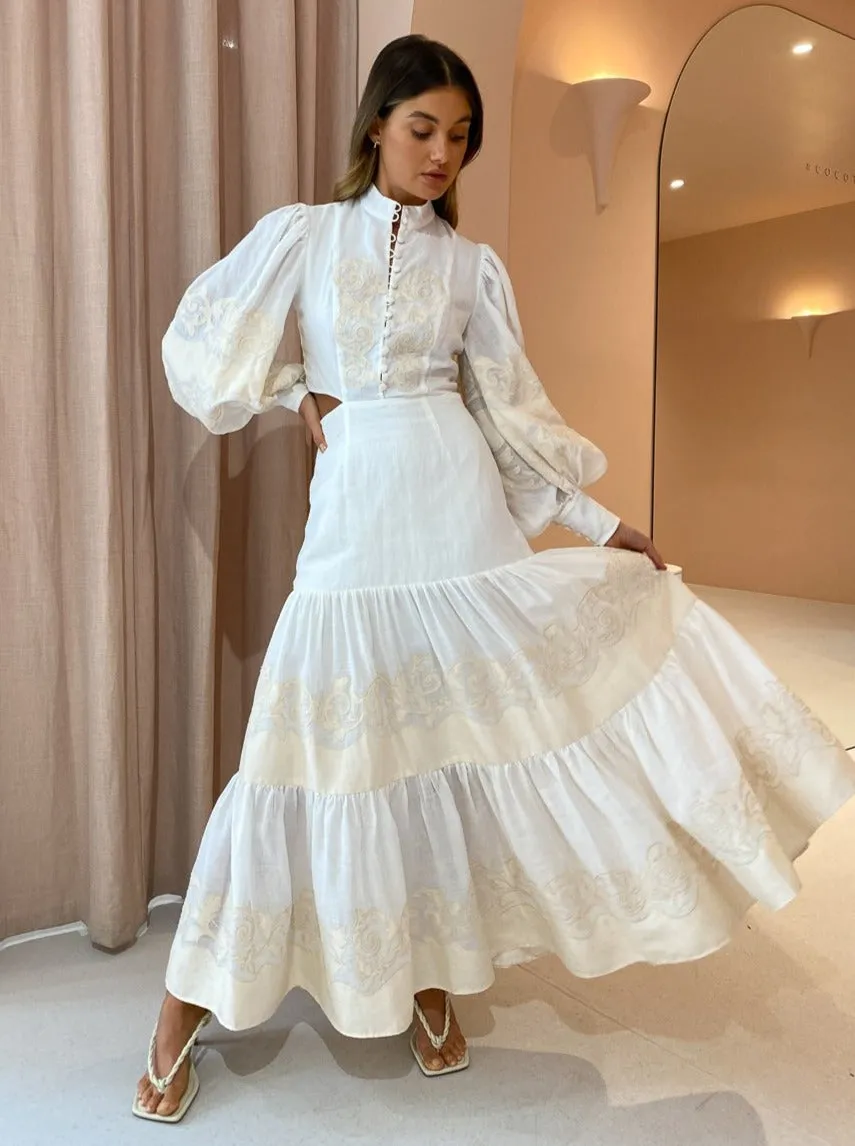 Alemais Burning Love Midi Dress in Porcelain