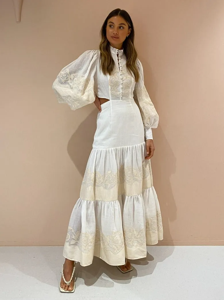Alemais Burning Love Midi Dress in Porcelain