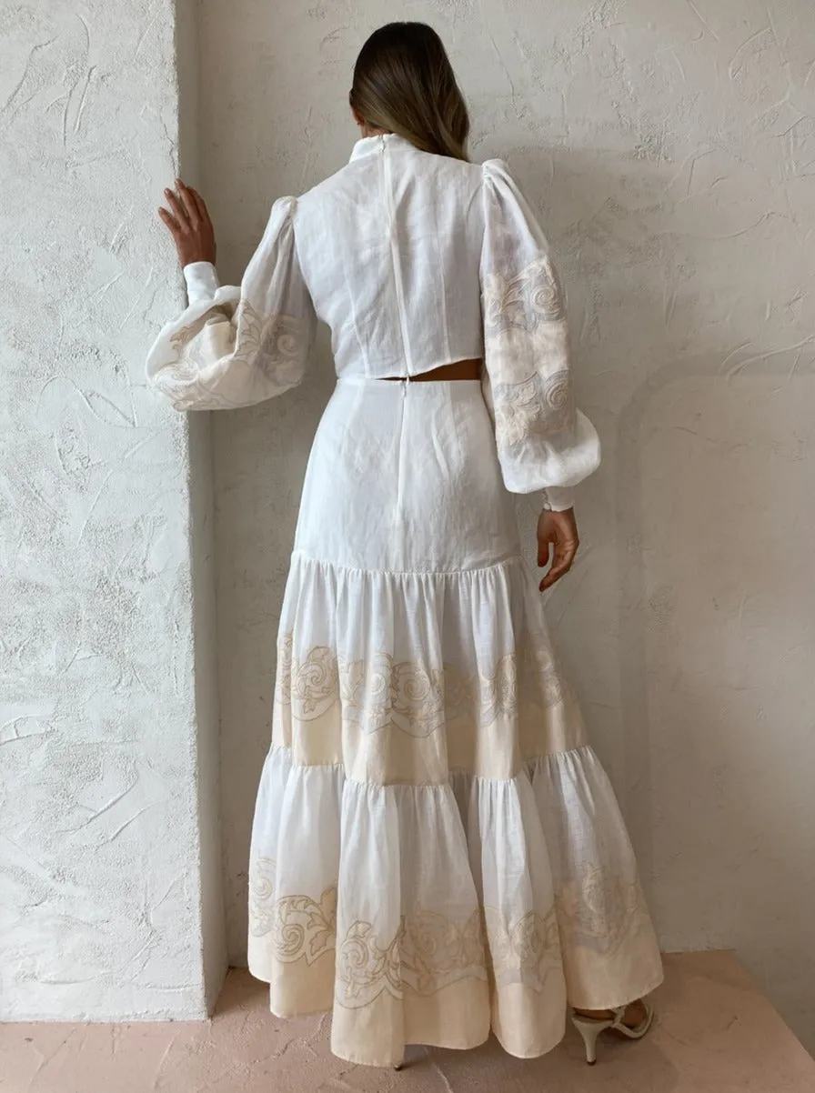 Alemais Burning Love Midi Dress in Porcelain