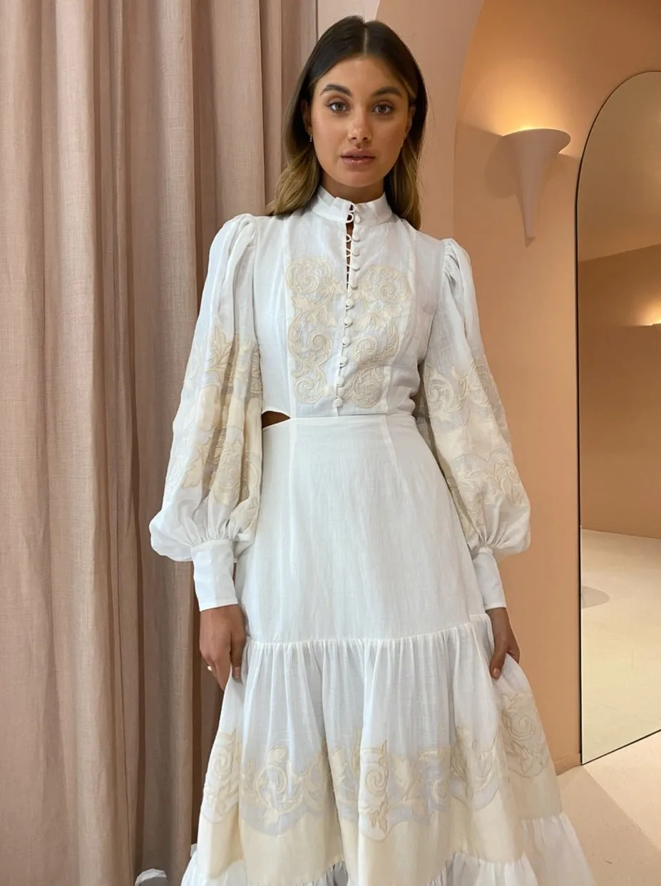 Alemais Burning Love Midi Dress in Porcelain