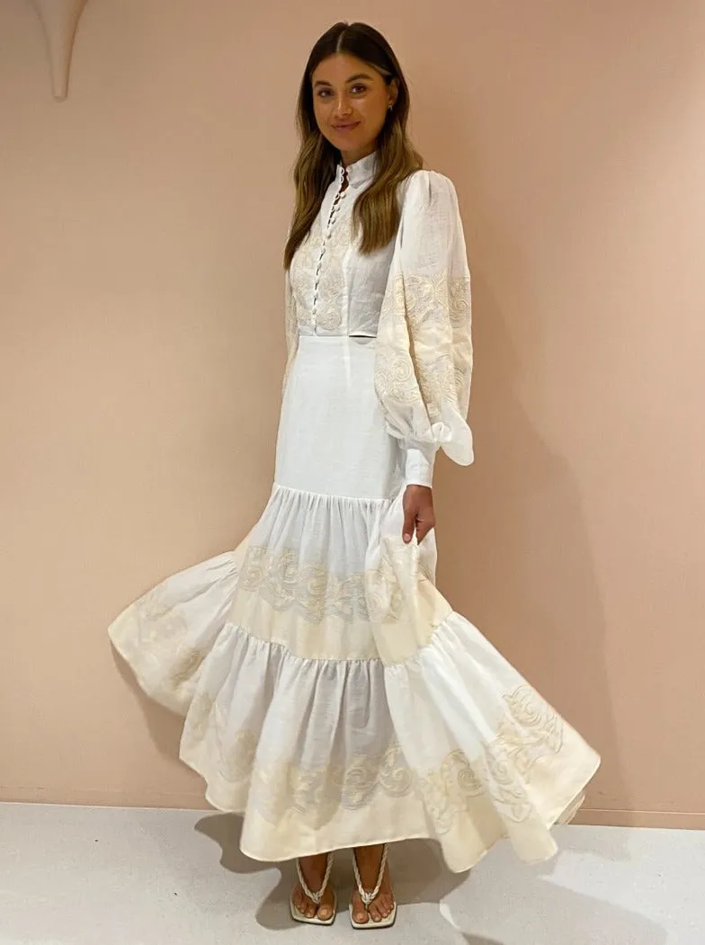 Alemais Burning Love Midi Dress in Porcelain