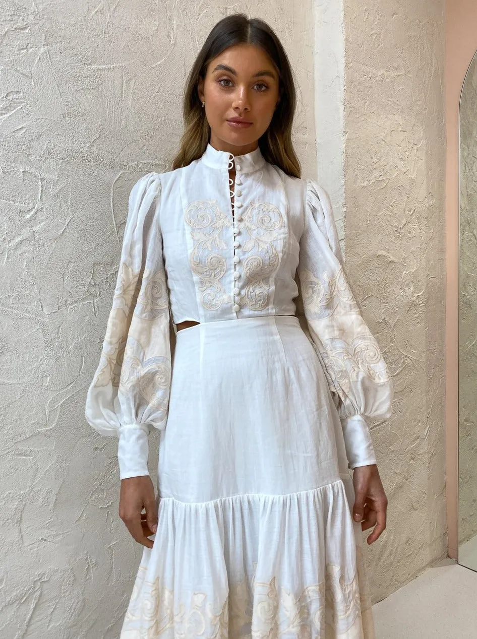 Alemais Burning Love Midi Dress in Porcelain