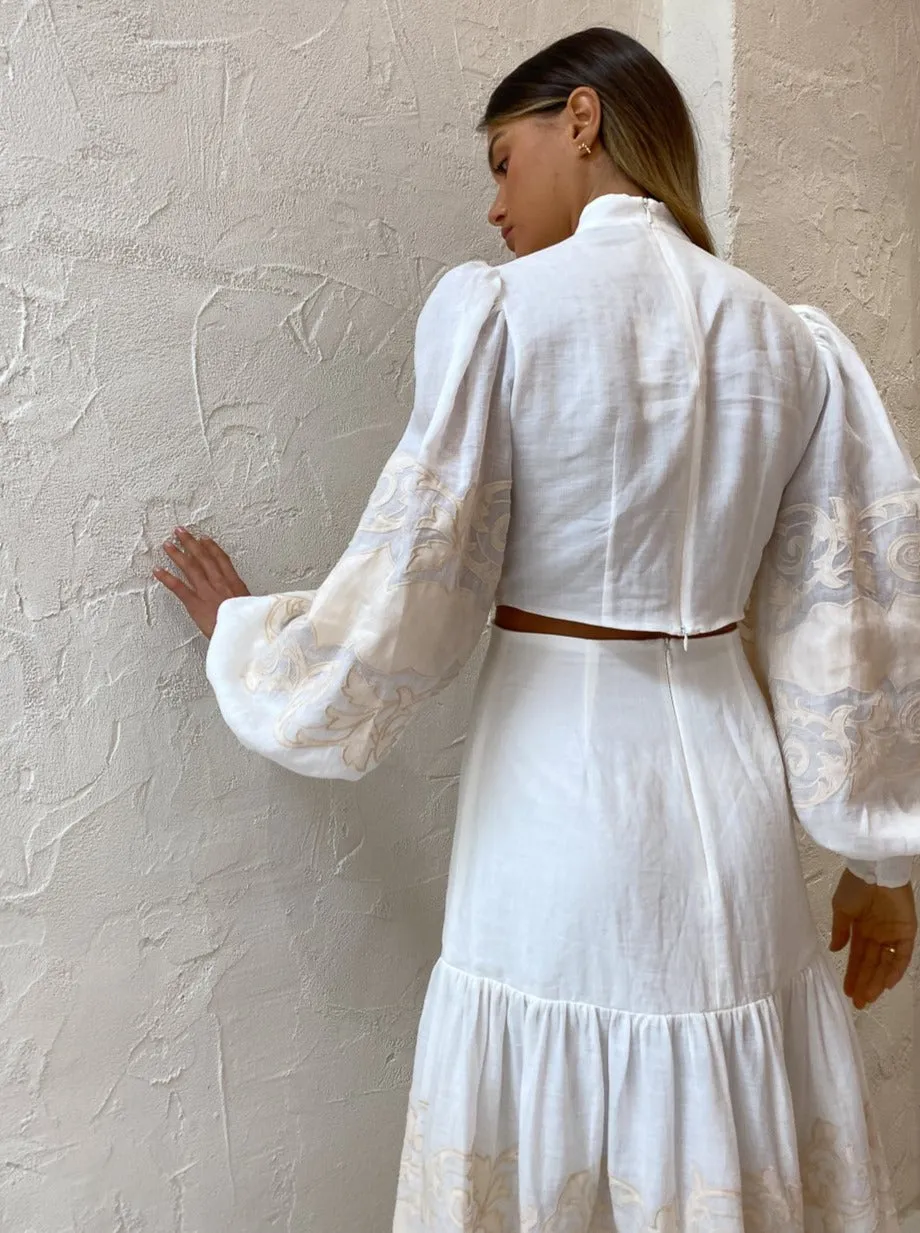 Alemais Burning Love Midi Dress in Porcelain