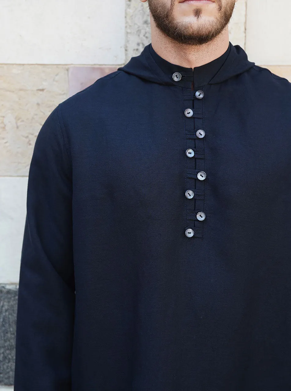 Alternating Buttons Hoodie