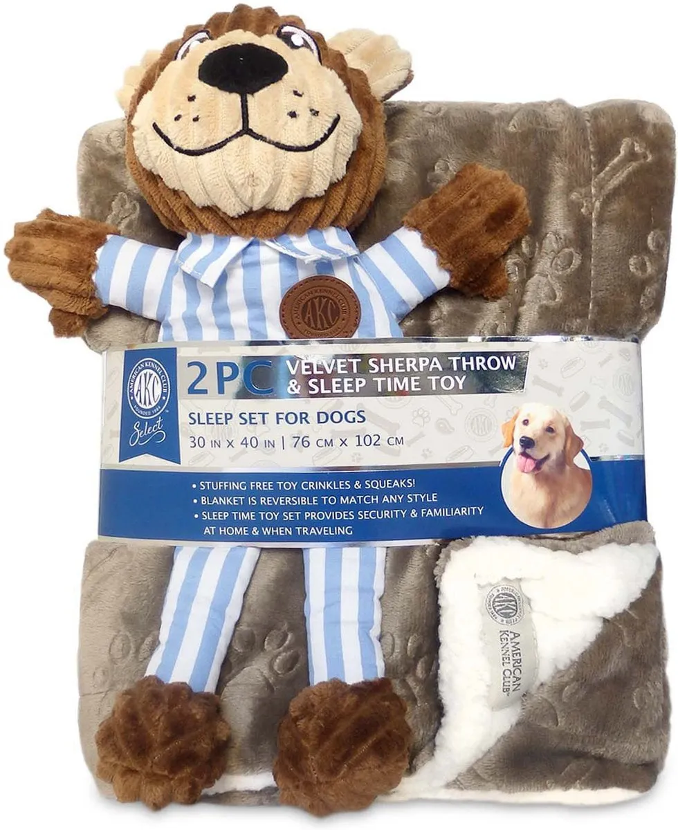 American Kennel Club AKC Dog Blanket & Plush Bear Set