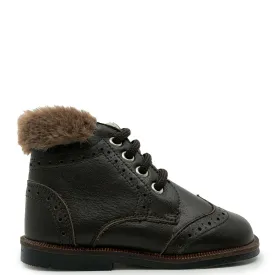 Andanines Brown Fur Trim Baby Bootie
