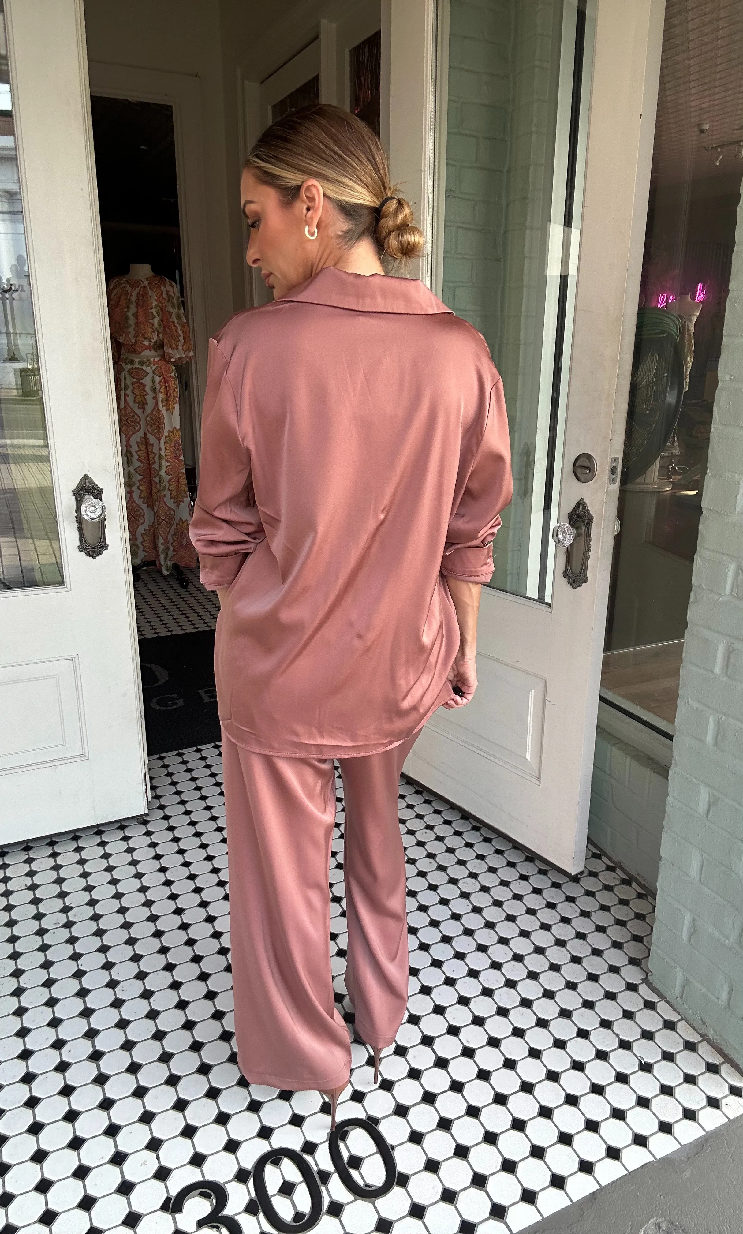 Archer Satin Button Down and Pants Set