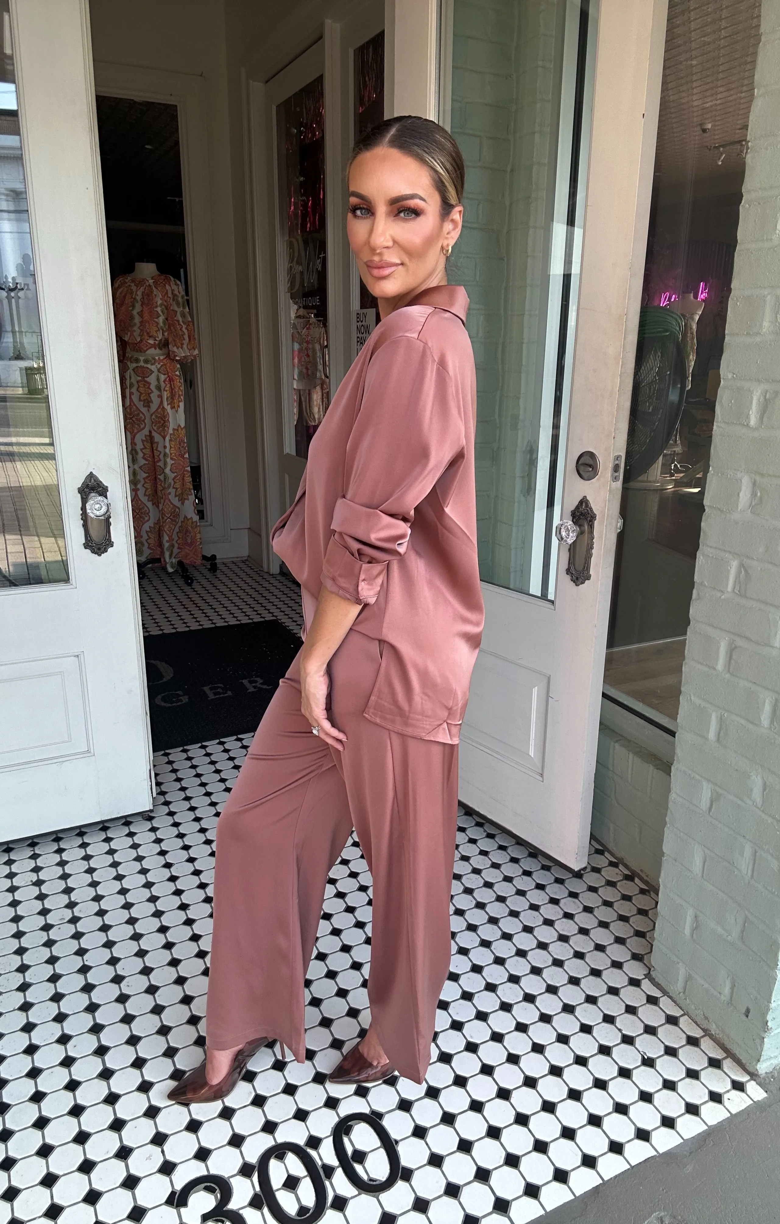 Archer Satin Button Down and Pants Set