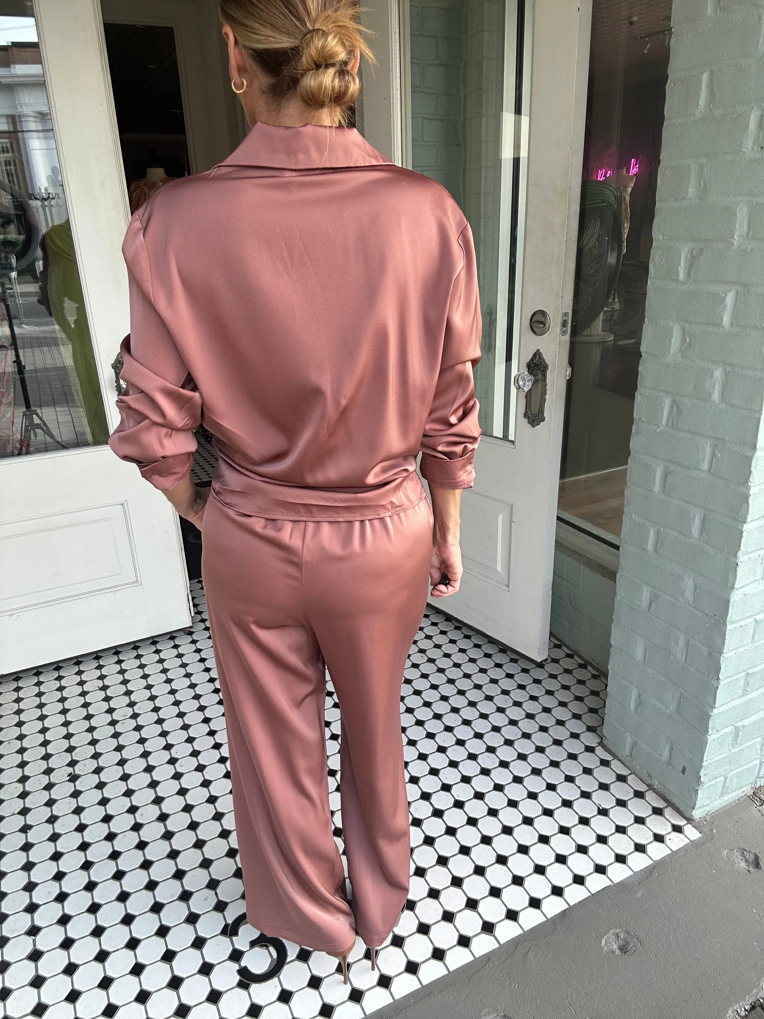 Archer Satin Button Down and Pants Set