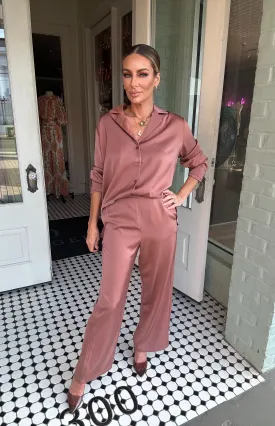 Archer Satin Button Down and Pants Set