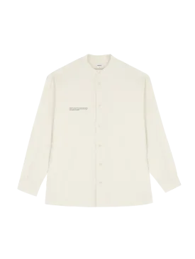 Archive Organic Cotton Linen Mandarin Collar Long-Sleeve Shirt—limestone