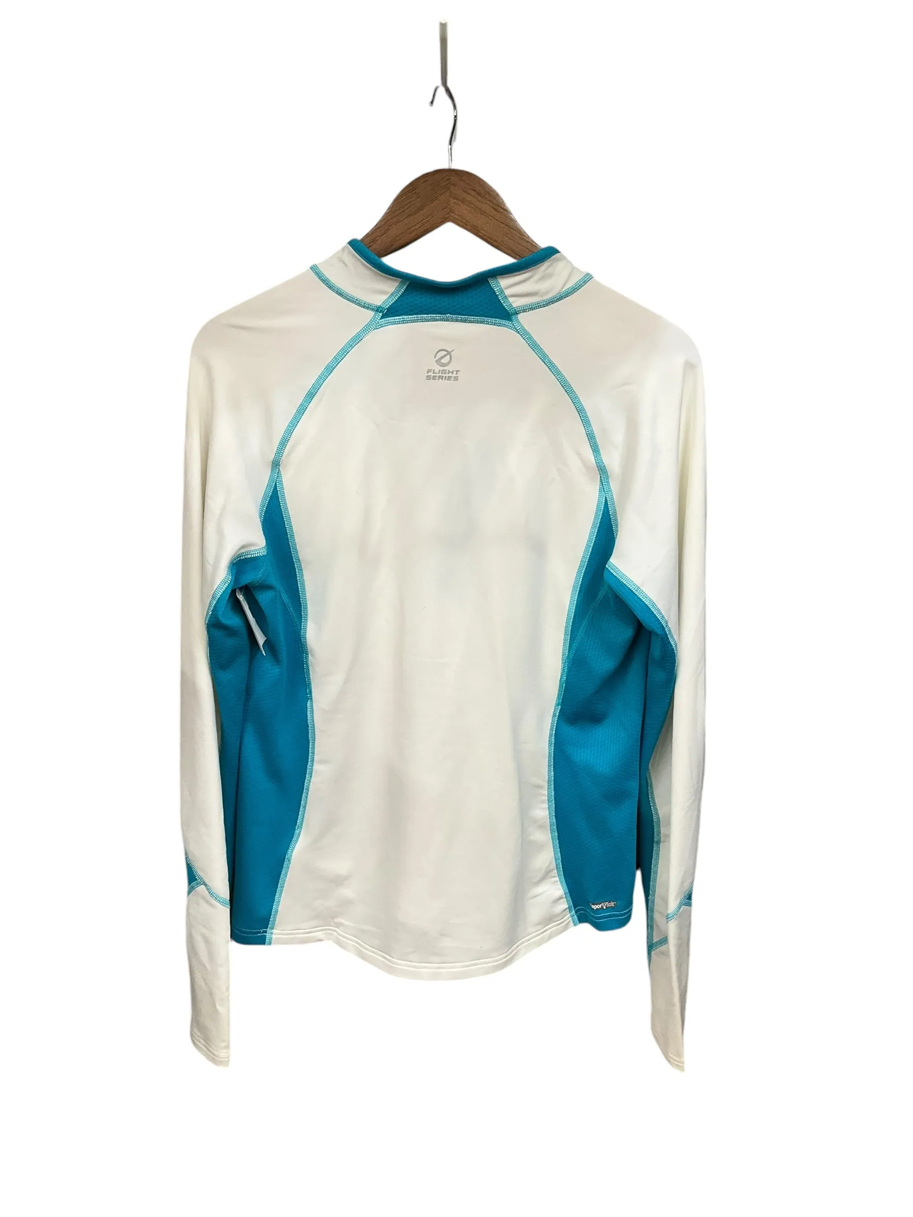 Athletic Top Long Sleeve Collar By The North Face In Blue & White, Size: L