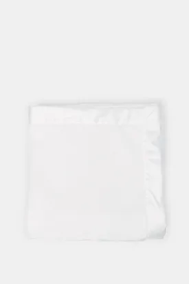 Babies White Faux Fur Blanket With Satin Trim