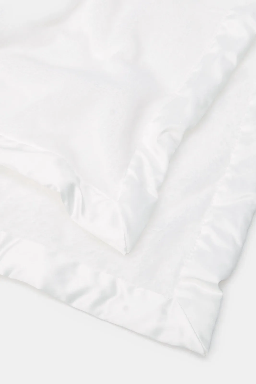 Babies White Faux Fur Blanket With Satin Trim