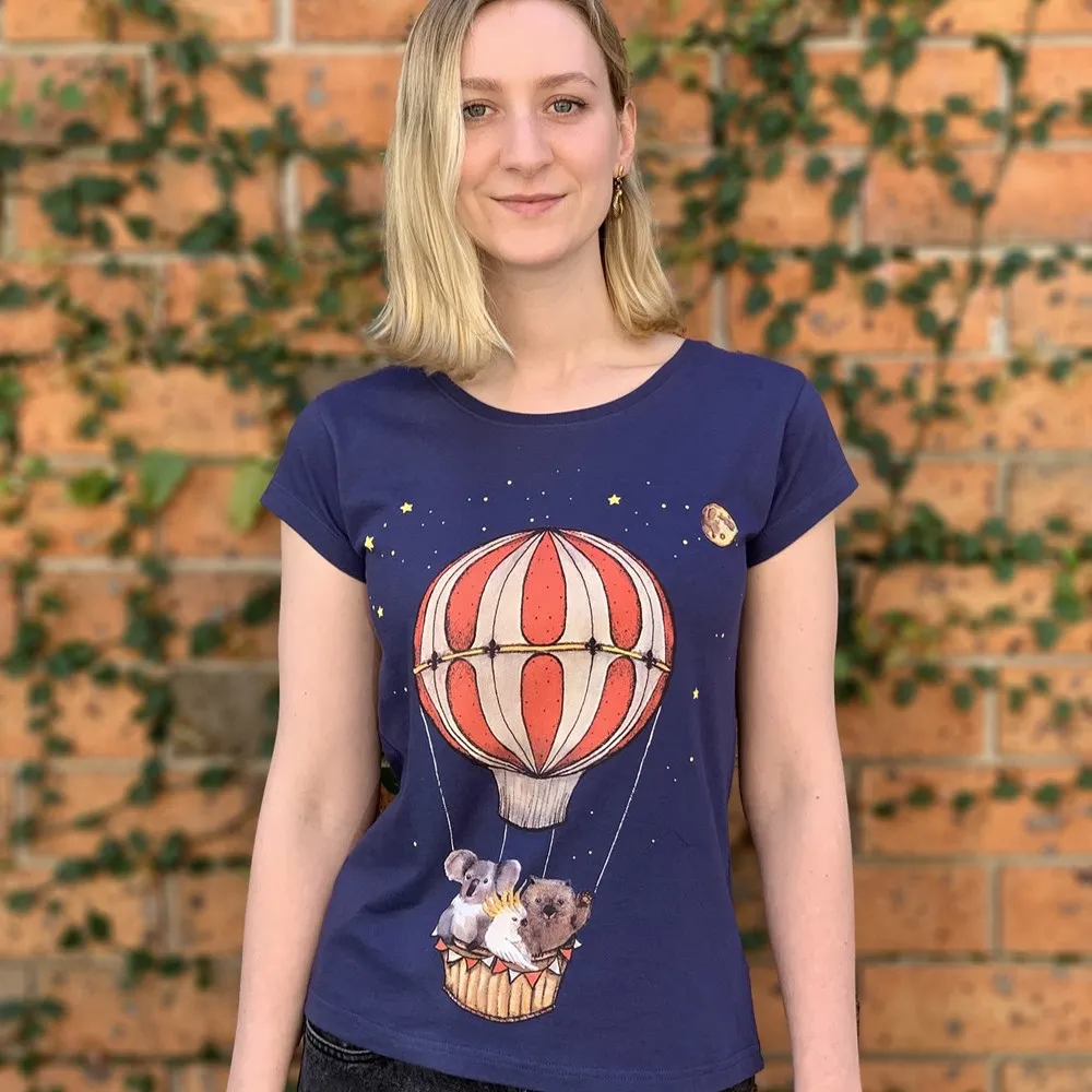 Ballooning Wombat Dusky Blue Womens Tee