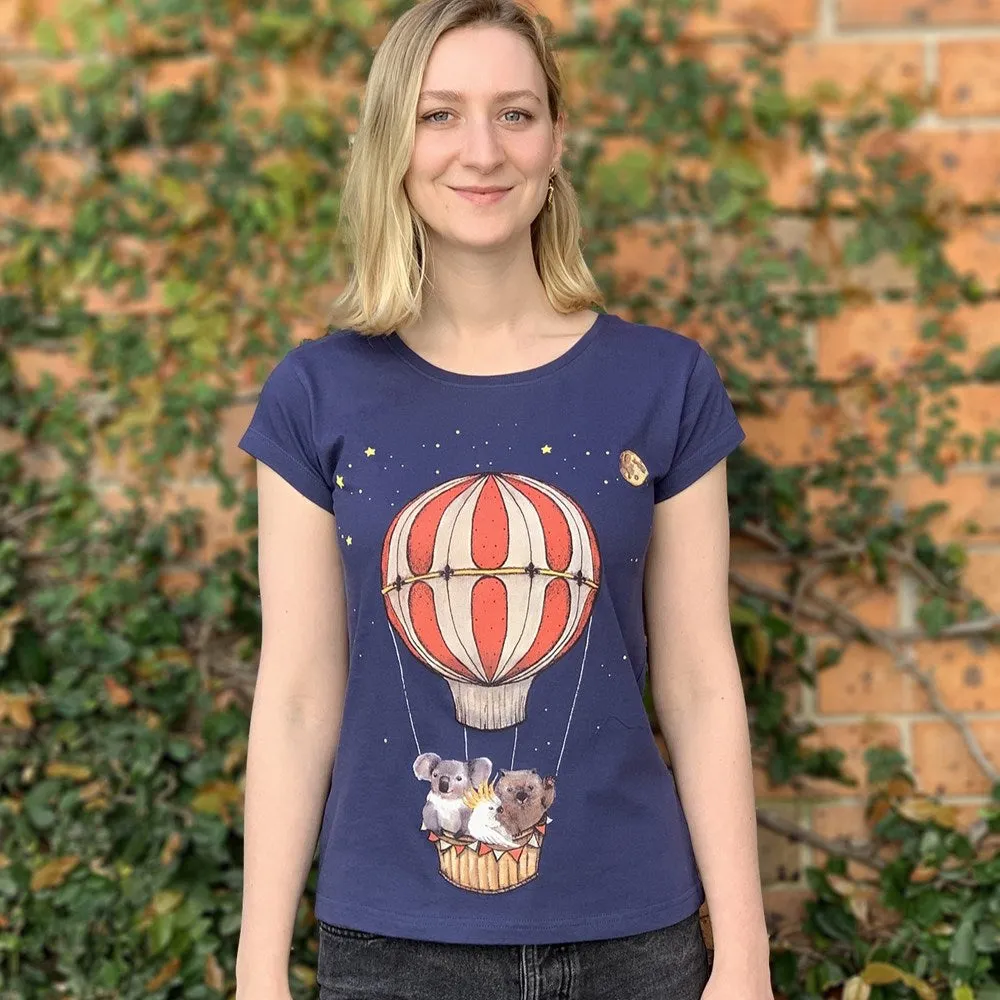 Ballooning Wombat Dusky Blue Womens Tee