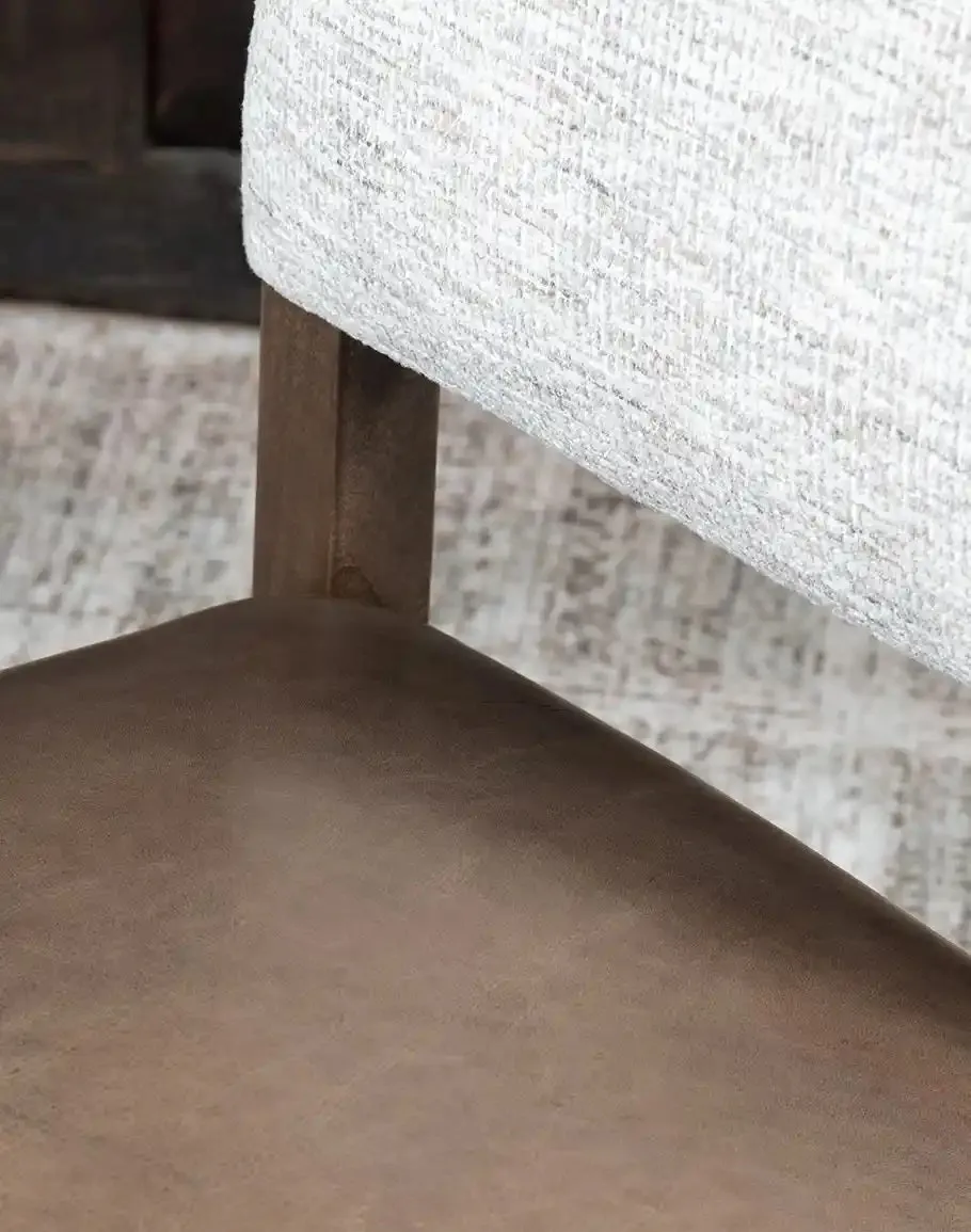Baltic Luxe Leather and Tweed Western Dining Chair