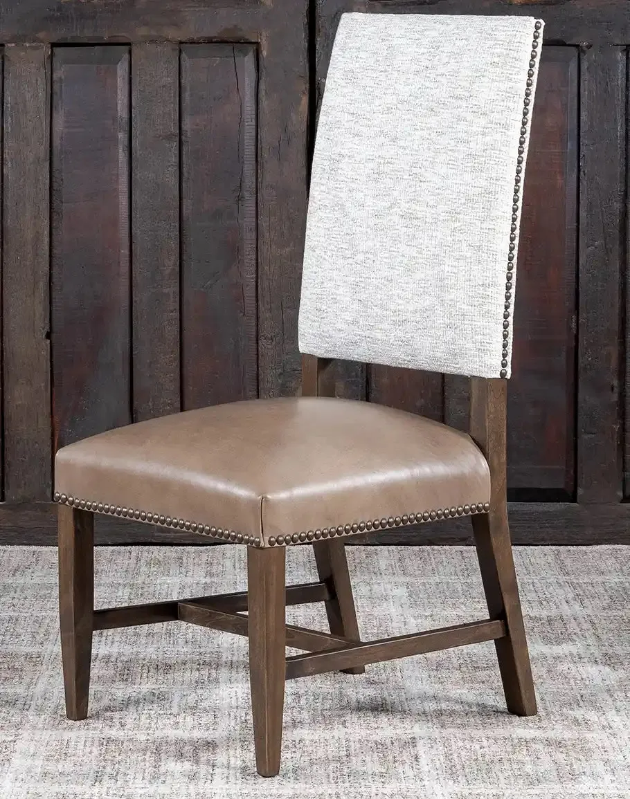 Baltic Luxe Leather and Tweed Western Dining Chair