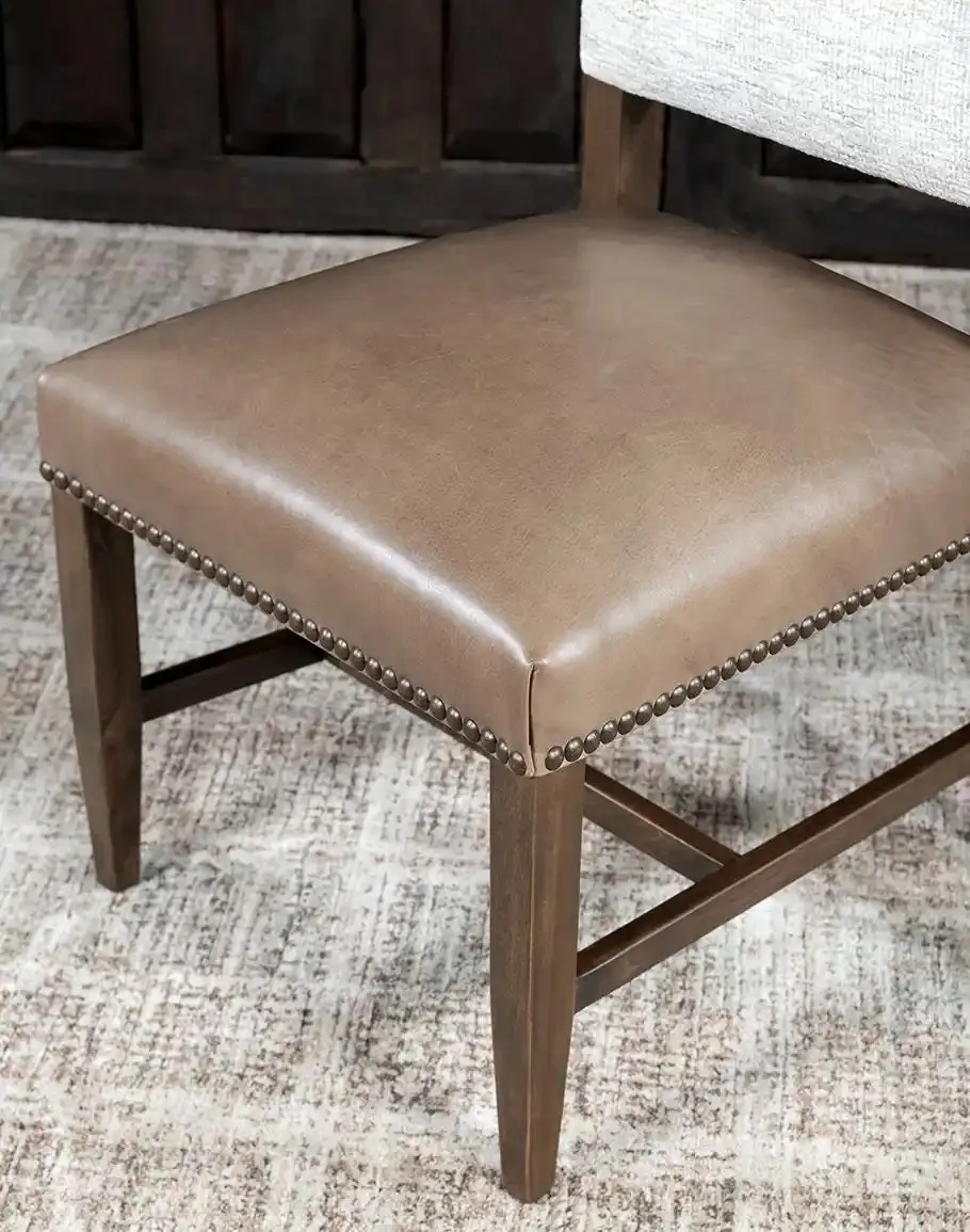 Baltic Luxe Leather and Tweed Western Dining Chair