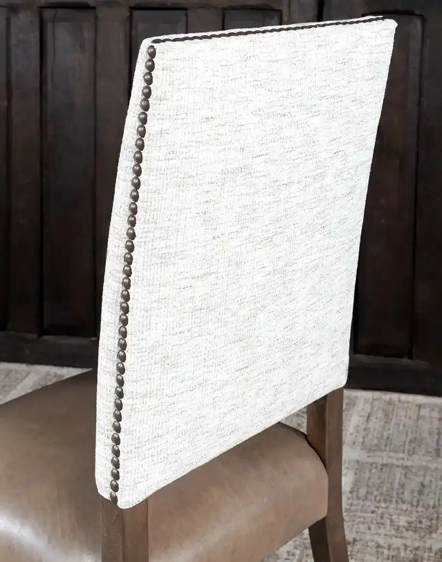 Baltic Luxe Leather and Tweed Western Dining Chair