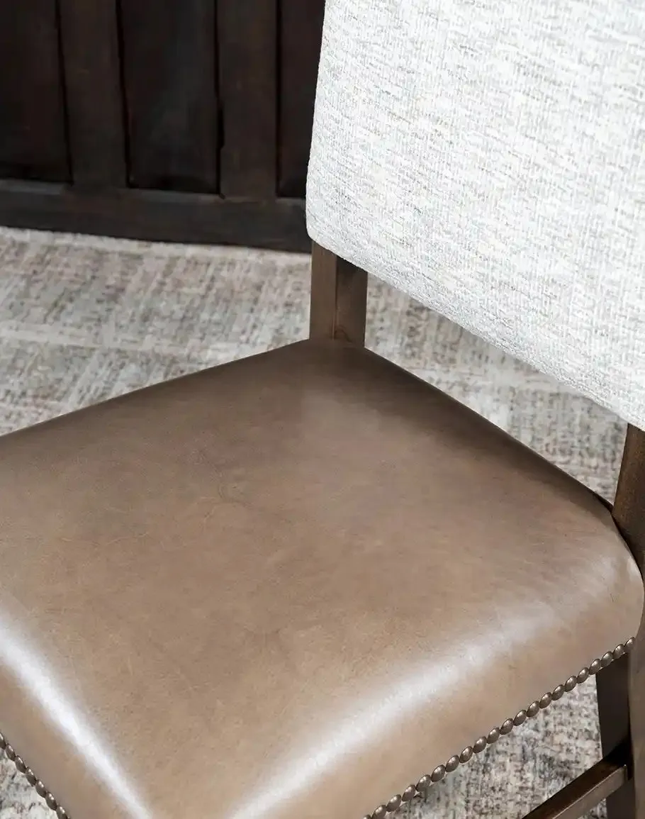 Baltic Luxe Leather and Tweed Western Dining Chair