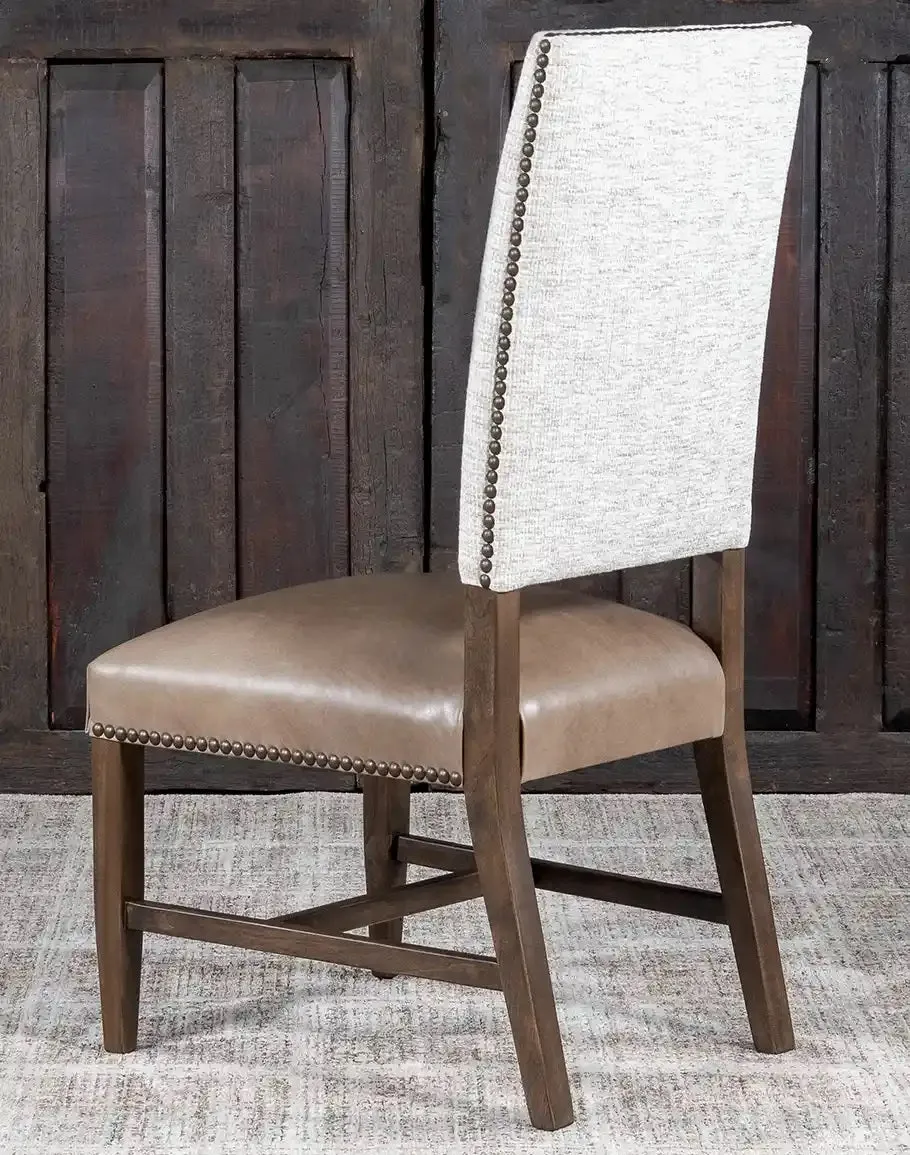 Baltic Luxe Leather and Tweed Western Dining Chair