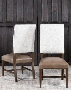 Baltic Luxe Leather and Tweed Western Dining Chair