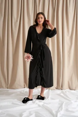 Bamboo Frill Kimono in Black