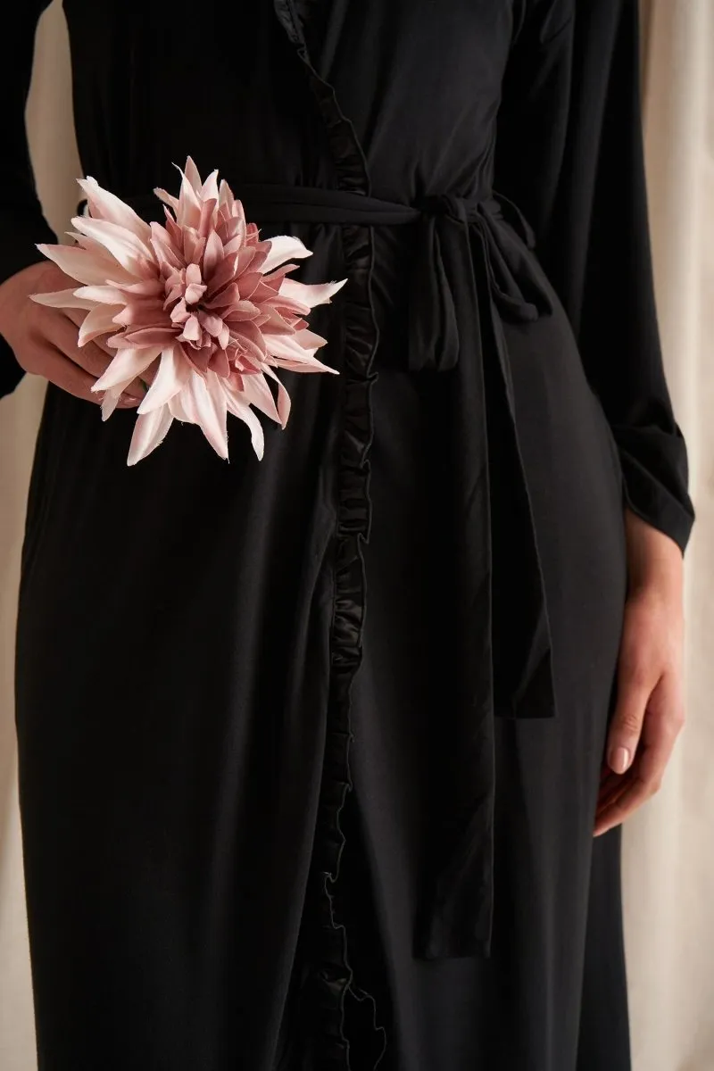 Bamboo Frill Kimono in Black