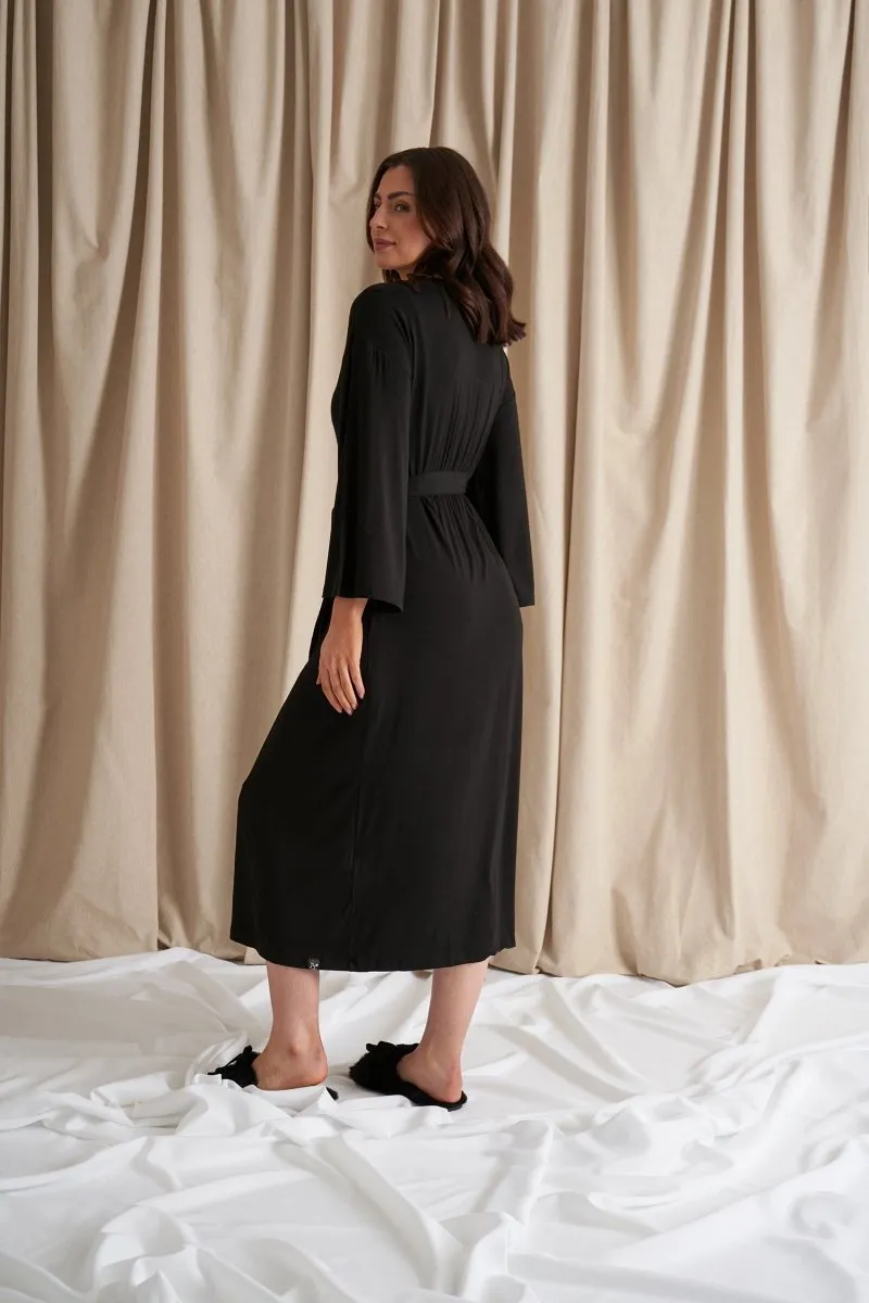 Bamboo Frill Kimono in Black