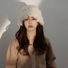 Beige Fur Fisherman's Hat