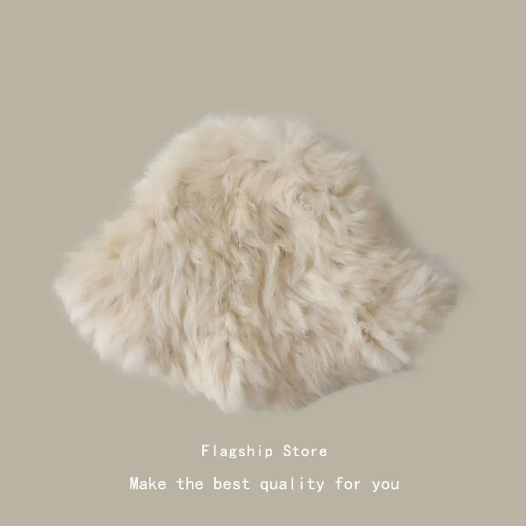 Beige Fur Fisherman's Hat