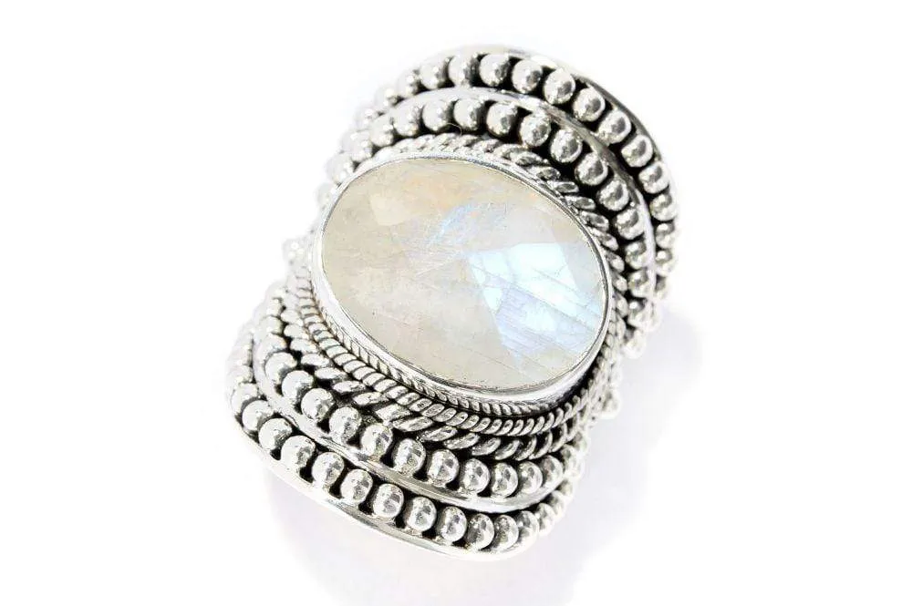 Beloved Ring- Rainbow Moonstone
