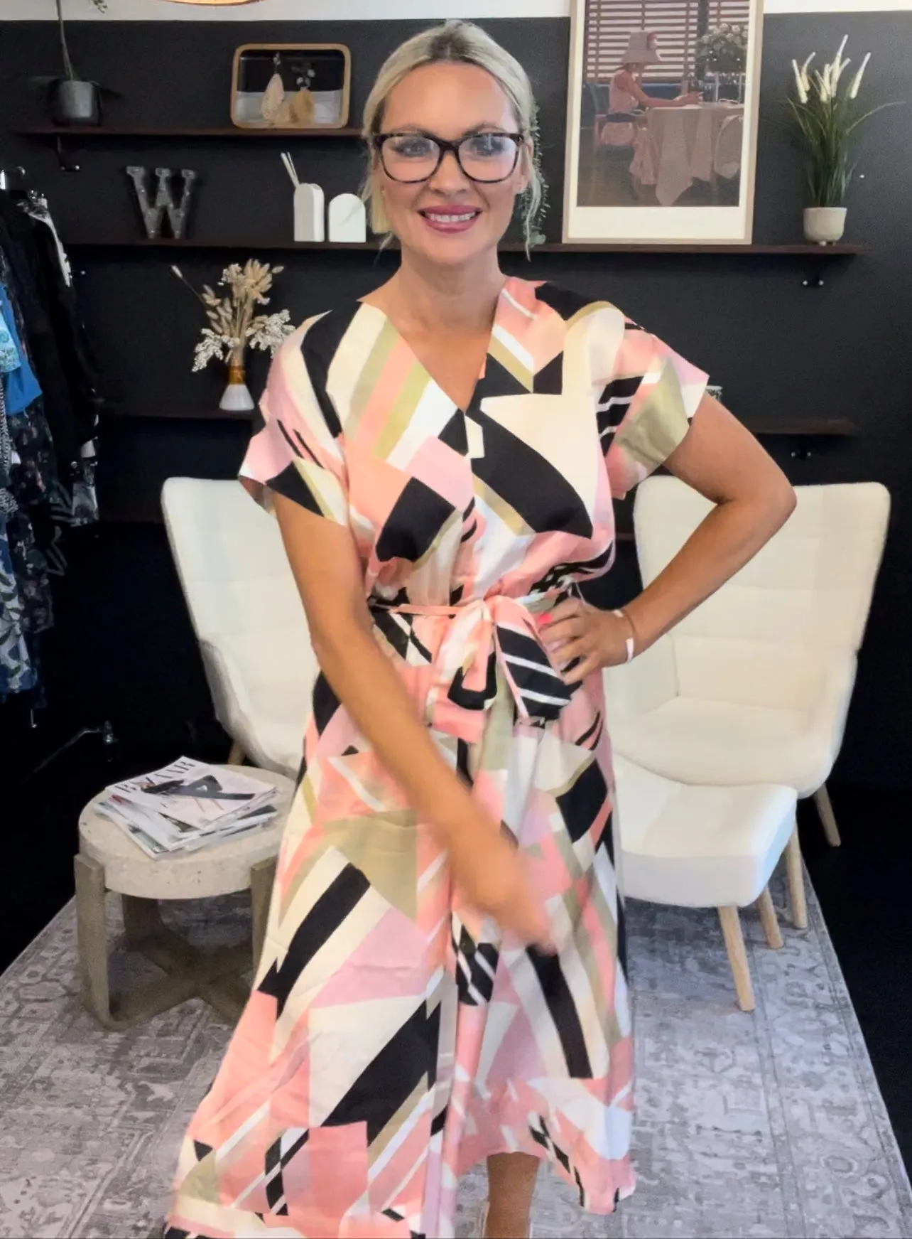 Bird Of Paradise Dress - Olive/Salmon
