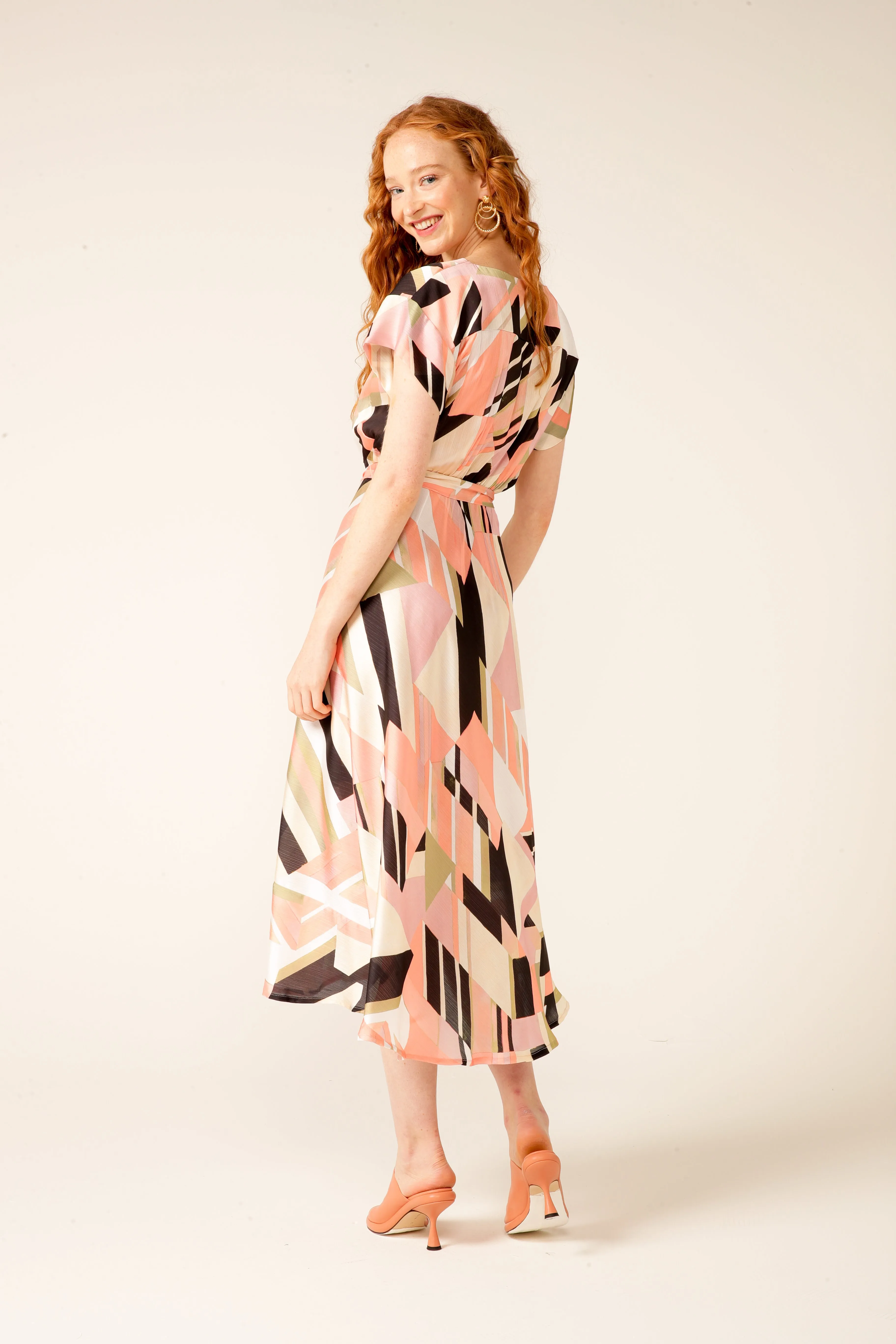Bird Of Paradise Dress - Olive/Salmon