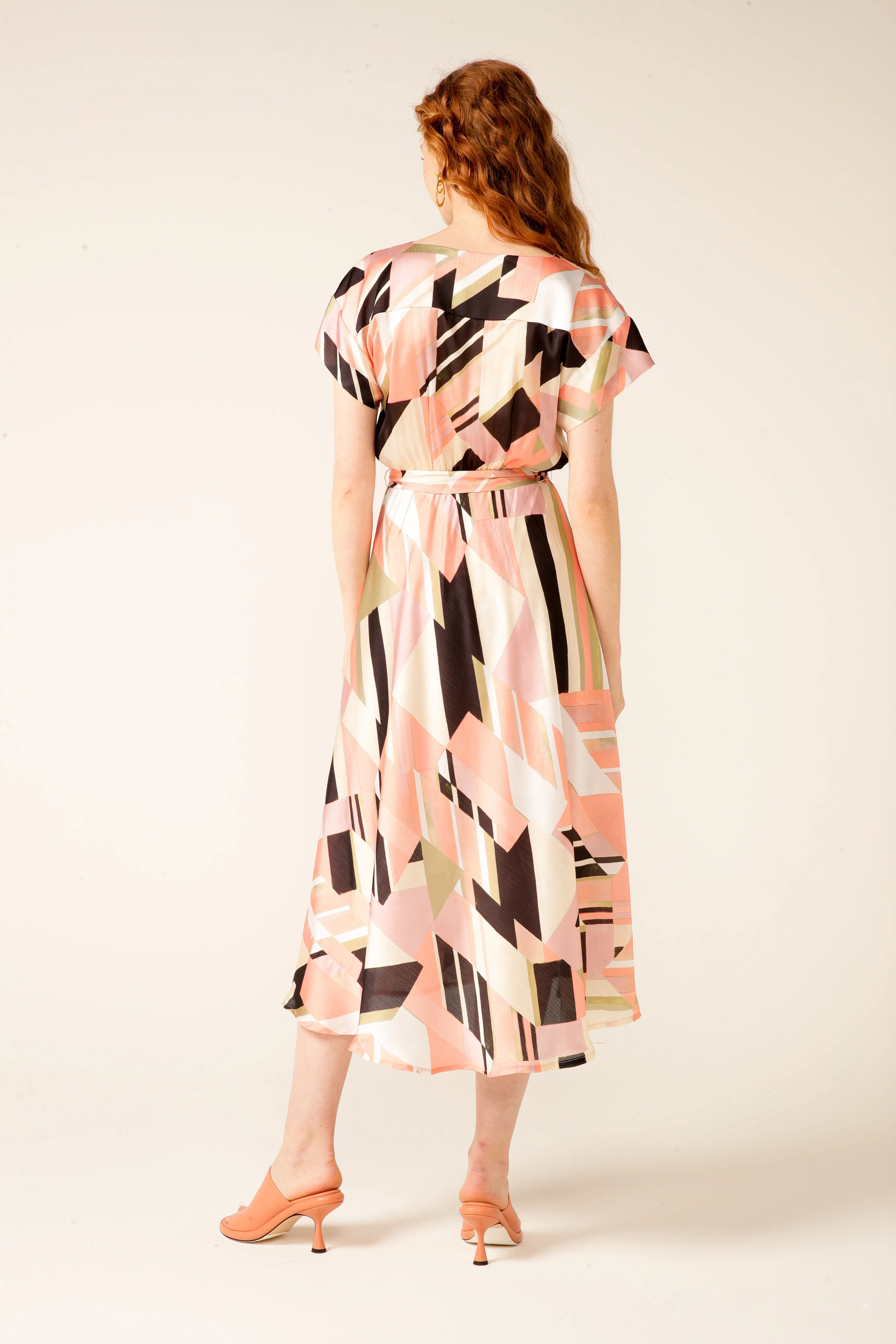 Bird Of Paradise Dress - Olive/Salmon