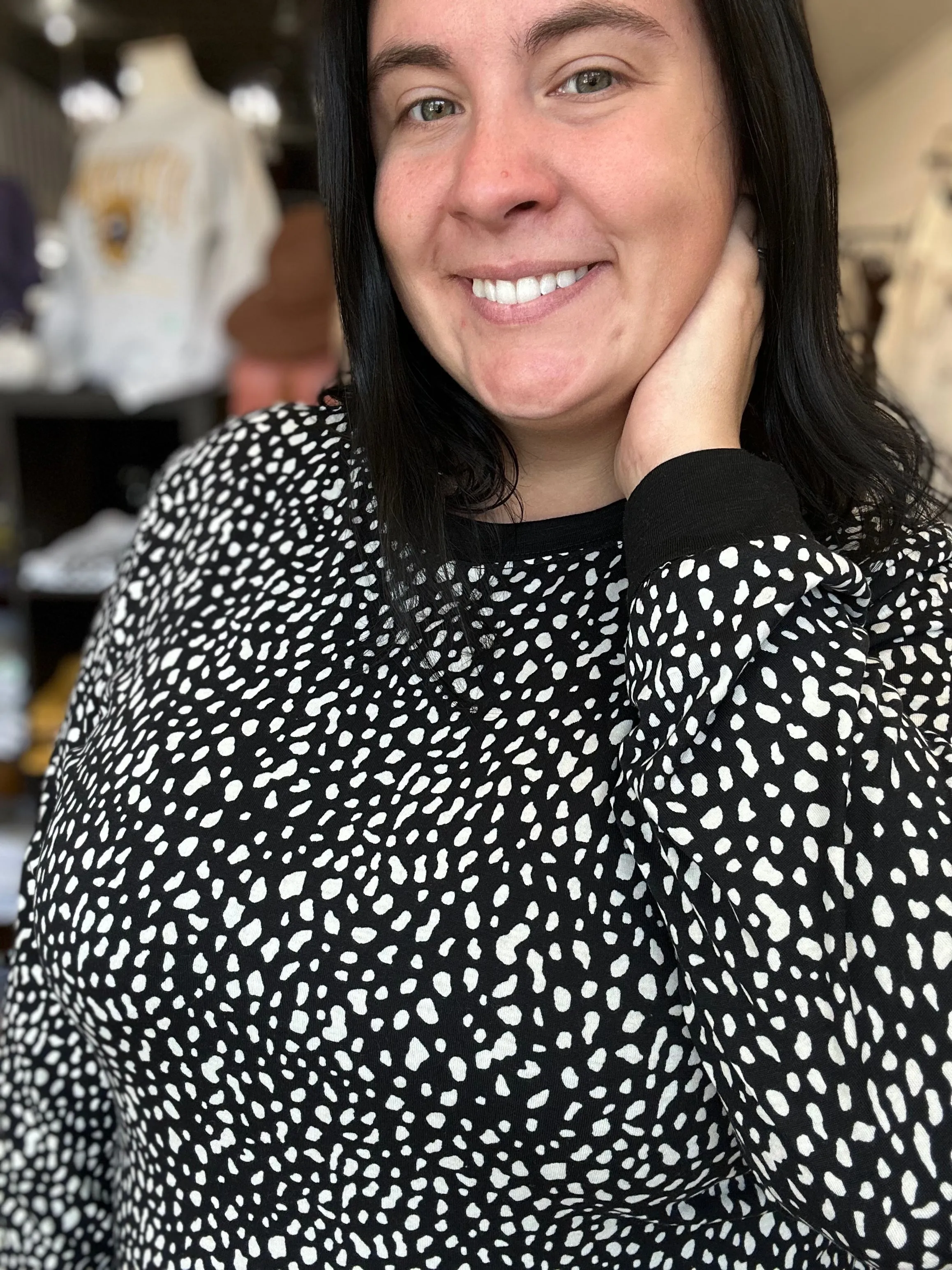 Black Animal Spotted Long Sleeve Top