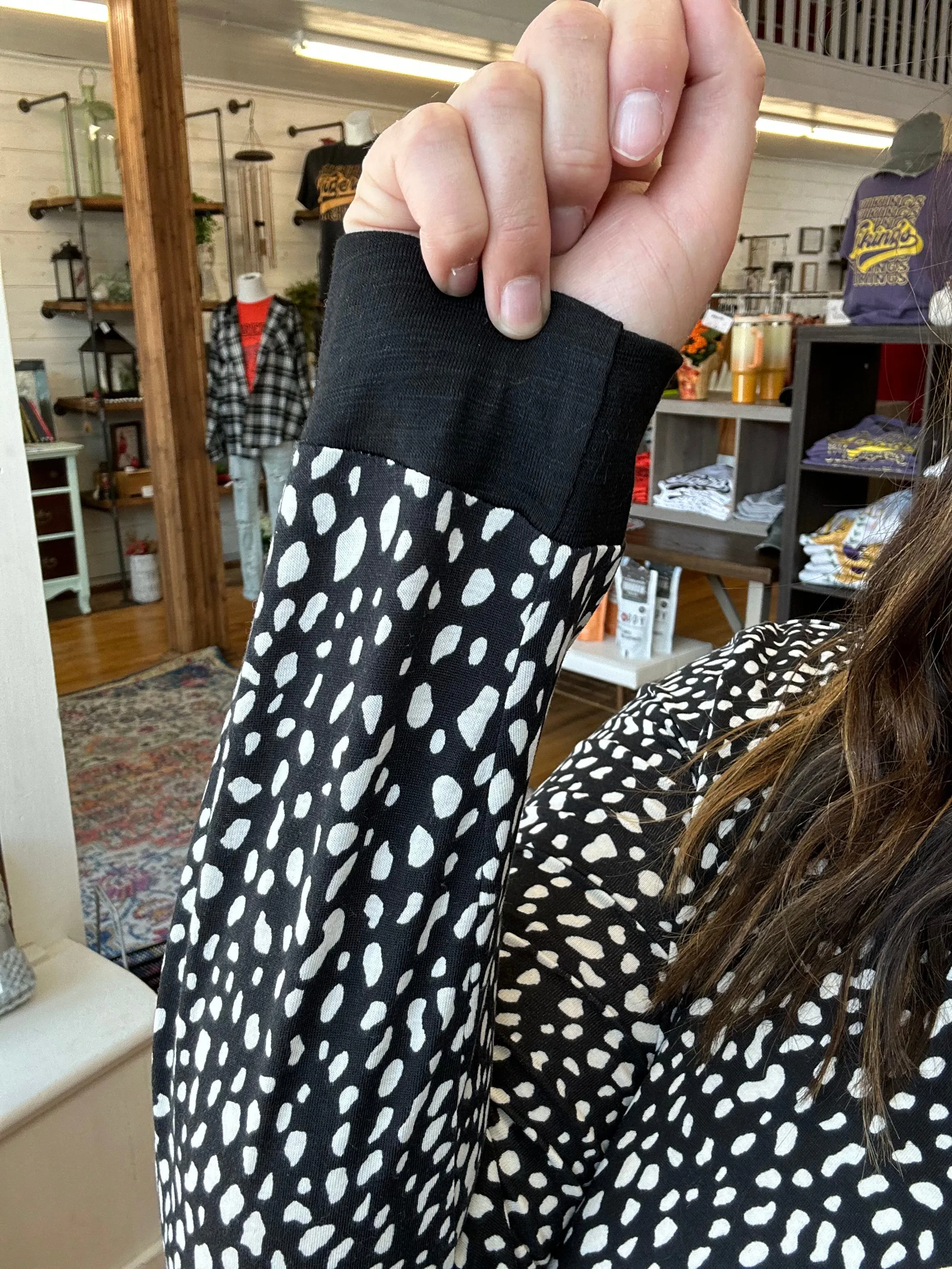 Black Animal Spotted Long Sleeve Top
