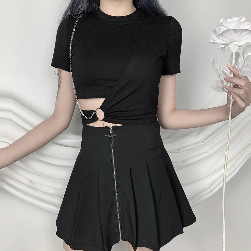 Black Chain Short Sleeve T-Shirt  KF82854