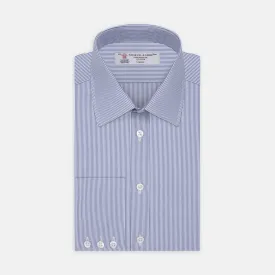 Blue Fine Bengal Stripe Shirt with T&A Collar and 3-Button Cuffs